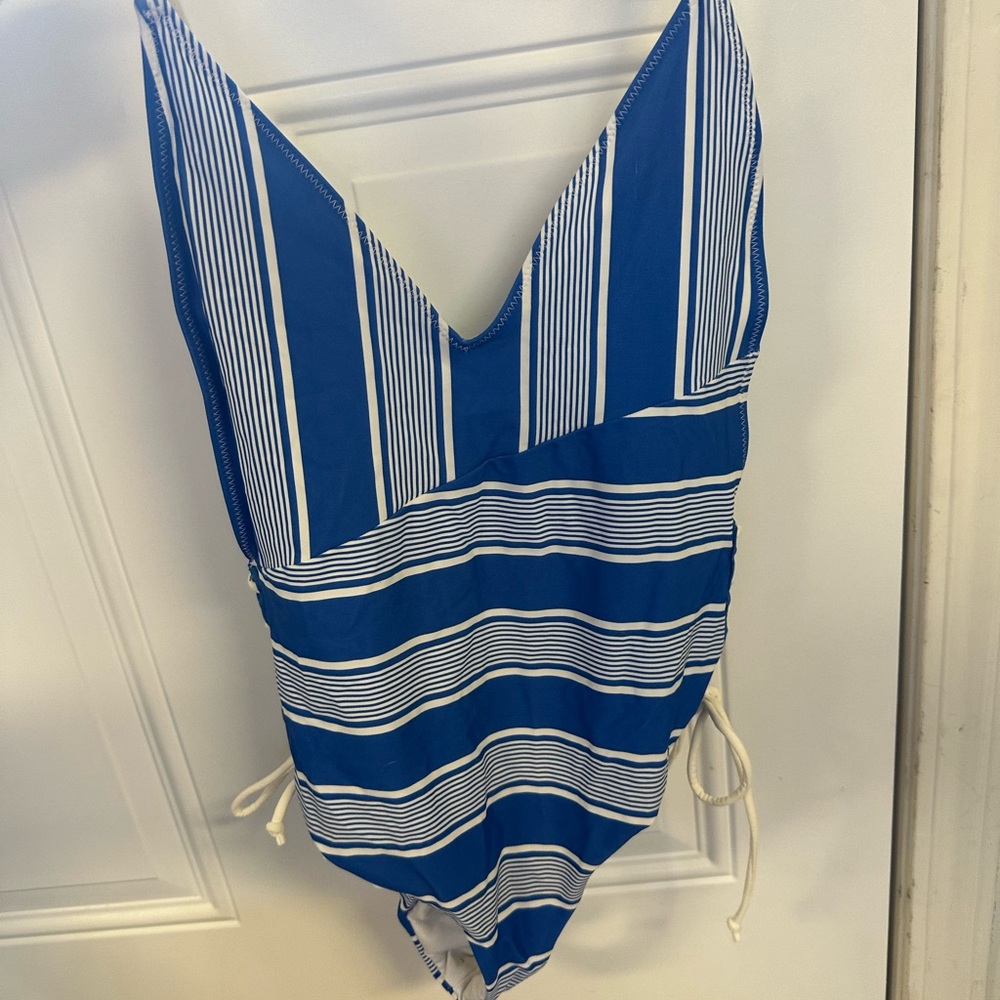 Lovers + Friends Royal Blue Striped One Piece Swimsuit